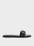 CHARLES & KEITH Buckle-Strap Slide Sandals_Black Box