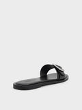 CHARLES & KEITH Buckle-Strap Slide Sandals_Black Box