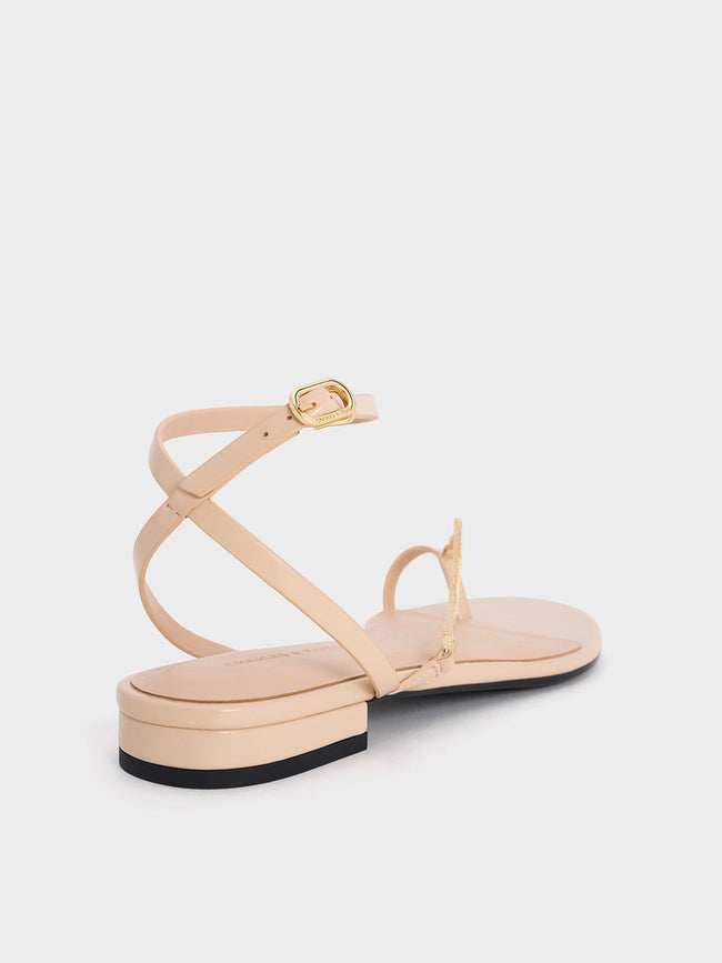 CHARLES & KEITH Chain-Strap Toe-Ring Sandals_Nude