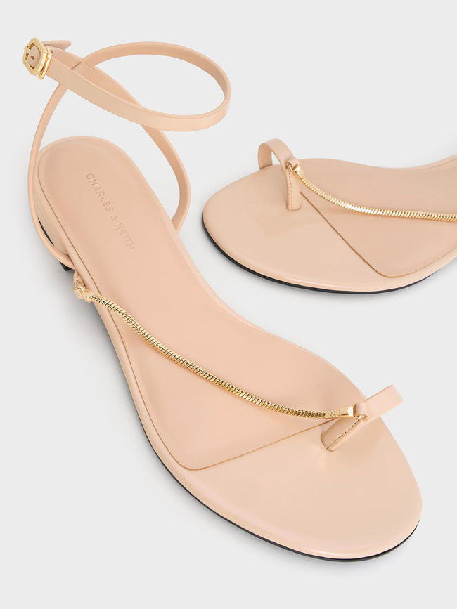 CHARLES & KEITH Chain-Strap Toe-Ring Sandals_Nude