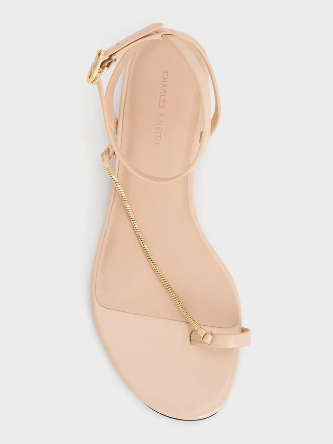 CHARLES & KEITH Chain-Strap Toe-Ring Sandals_Nude