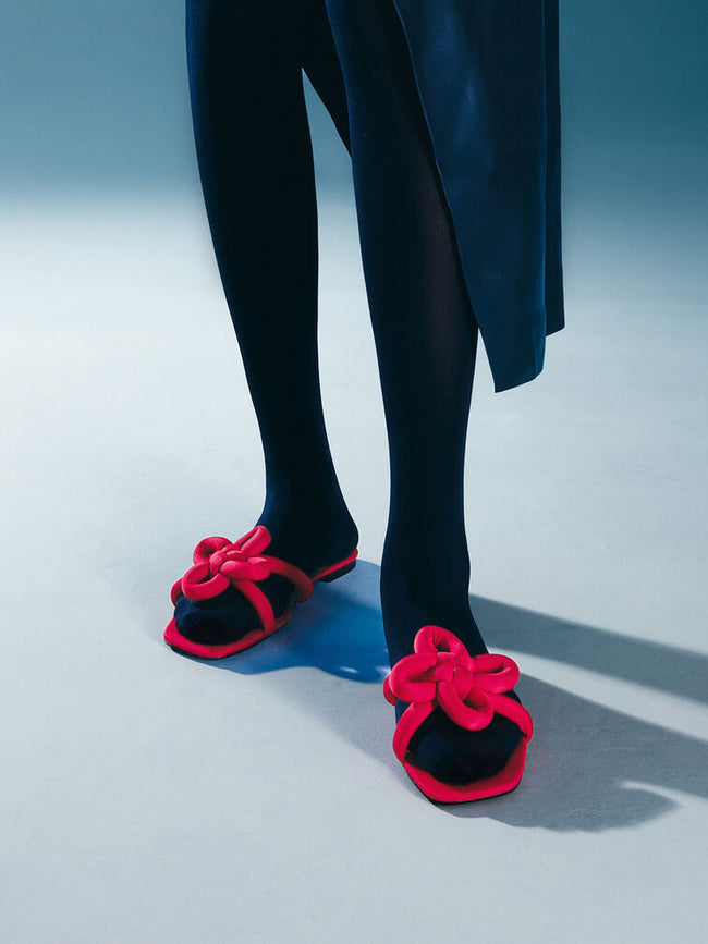 CHARLES & KEITH Clover-Knot Slide Sandals_Red