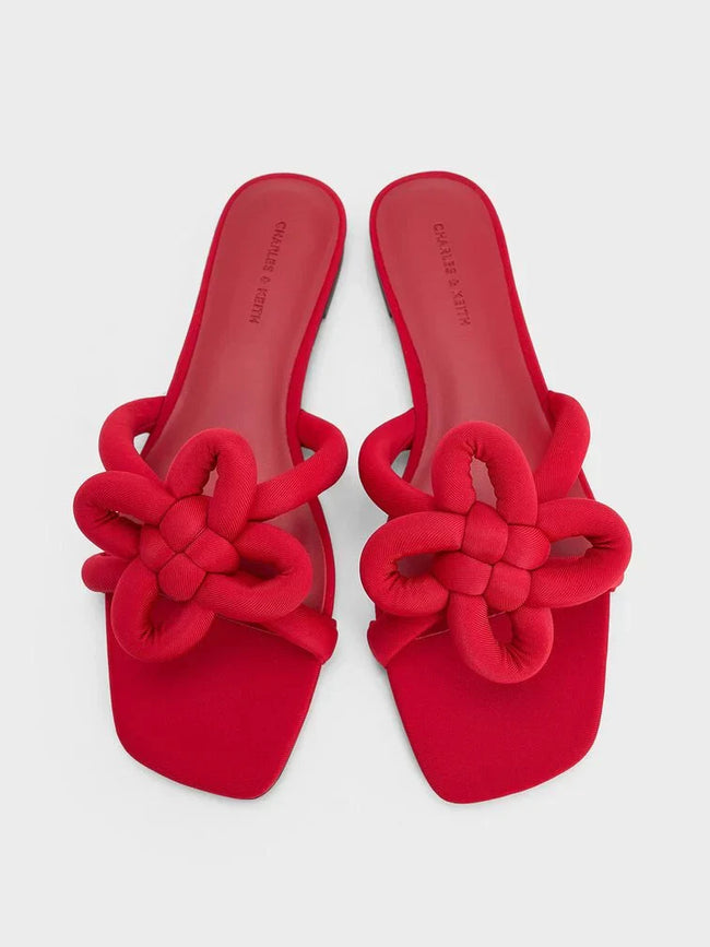 CHARLES & KEITH Clover-Knot Slide Sandals_Red