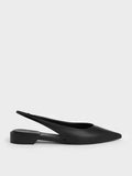 CHARLES & KEITH Pointed-Toe High-Vamp Slingback Flats_Black
