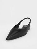 CHARLES & KEITH Pointed-Toe High-Vamp Slingback Flats_Black