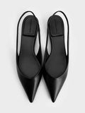 CHARLES & KEITH Pointed-Toe High-Vamp Slingback Flats_Black
