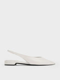 CHARLES & KEITH Women Pointed-Toe High-Vamp Slingback Flats_White
