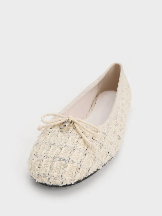 CHARLES & KEITH Tweed Bow Ballet Flats_Multi
