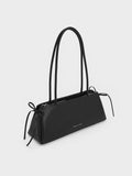 CHARLES & KEITH Women Hazel Bow Elongated Trapeze Shoulder Bag_Noir