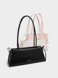 CHARLES & KEITH Women Hazel Bow Elongated Trapeze Shoulder Bag_Soft Pink
