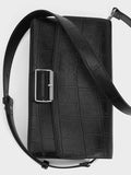 Liv Croc-Effect Grommet Chain-Handle Shoulder Bag_Noir