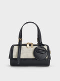 CHARLES & KEITH Women Enola Canvas Bowling Bag_Black