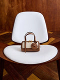CHARLES & KEITH Women Enola Canvas Bowling Bag_Chocolate