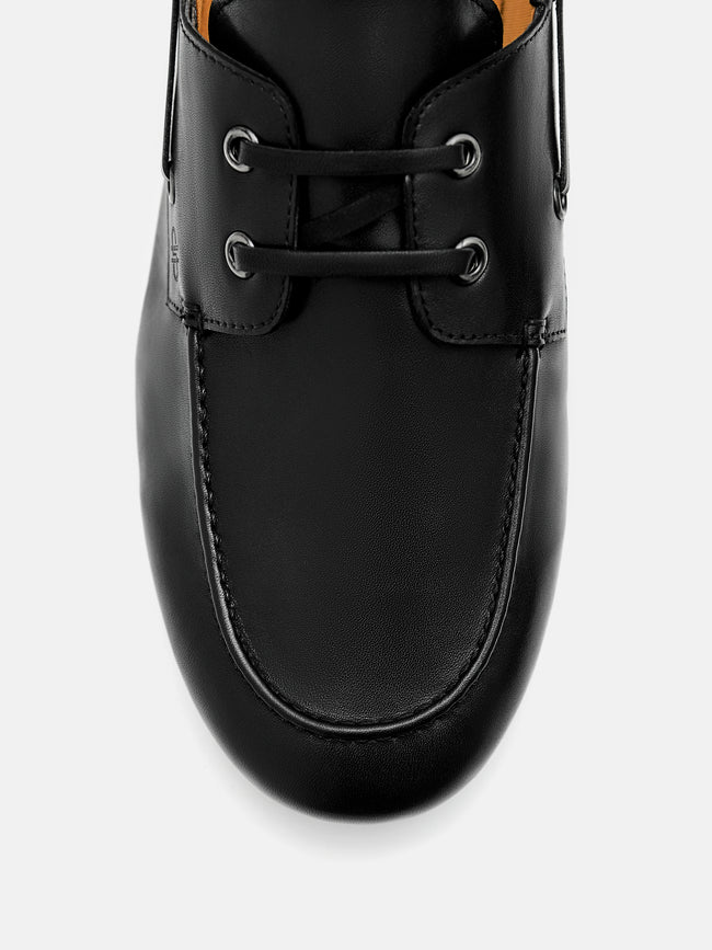 PEDRO Leather Boat Shoes - Black