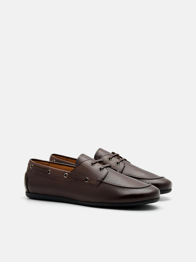 PEDRO Leather Boat Shoes - Brown