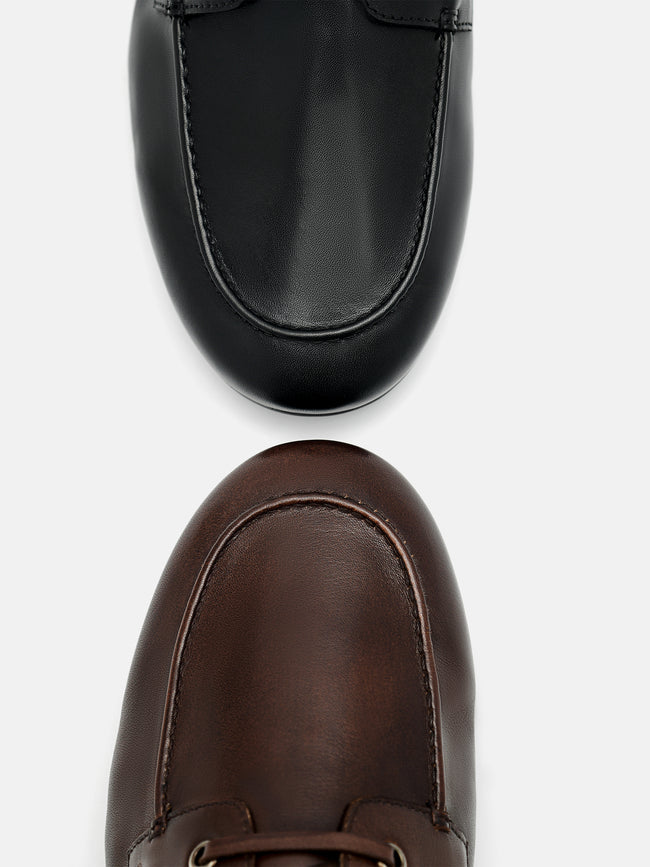 PEDRO Leather Boat Shoes - Brown