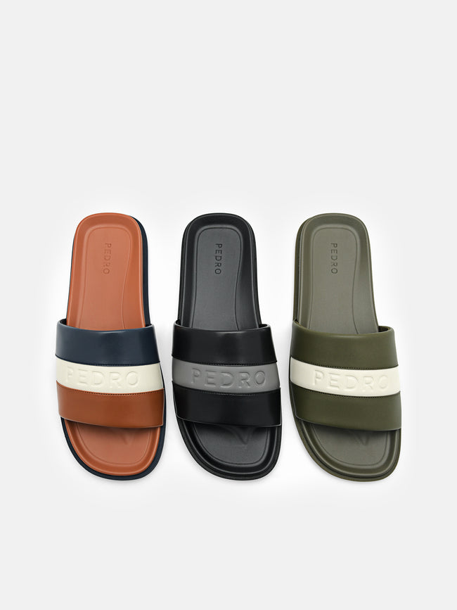 PEDRO Banded Slide Sandals - Black