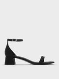 CHARLES & KEITH Grosgrain Block-Heel Ankle-Strap Sandals - Black Textured