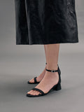 CHARLES & KEITH Grosgrain Block-Heel Ankle-Strap Sandals - Black Textured