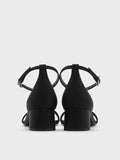 CHARLES & KEITH Grosgrain Block-Heel Ankle-Strap Sandals - Black Textured