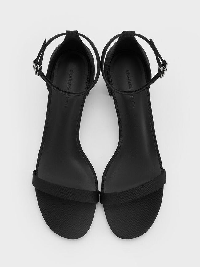 CHARLES & KEITH Grosgrain Block-Heel Ankle-Strap Sandals - Black Textured