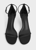 CHARLES & KEITH Grosgrain Stiletto-Heel Ankle-Strap Sandals - Black Textured