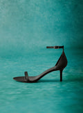 CHARLES & KEITH Grosgrain Stiletto-Heel Ankle-Strap Sandals - Black Textured