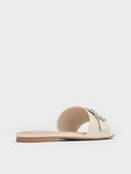 CHARLES & KEITH Gem-Buckle Square-Toe Slide Sandals_Chalk