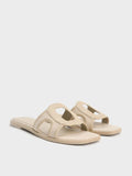 Easley Linen Cut-Out Slide Sandals_Taupe