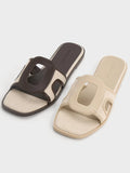 Easley Linen Cut-Out Slide Sandals_Dark Brown