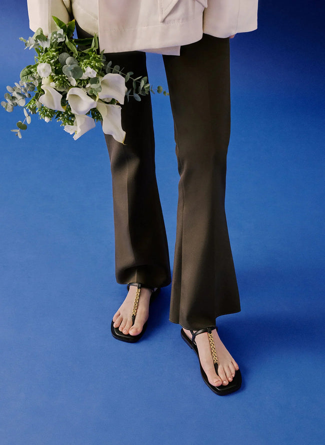 CHARLES & KEITH Chain-Link Thong Sandals_Black