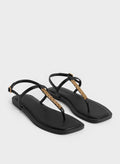 CHARLES & KEITH Chain-Link Thong Sandals_Black