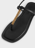 CHARLES & KEITH Chain-Link Thong Sandals_Black
