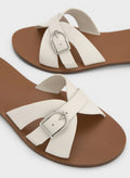 CHARLES & KEITH Belted Slide Sandals_White