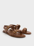 Double Buckle-Strap Slingback Sandals _Brown