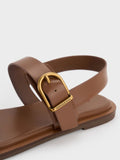 Double Buckle-Strap Slingback Sandals _Brown