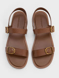 Double Buckle-Strap Slingback Sandals _Brown