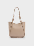 CHARLES & KEITH Women Mini Lyla Tubular Tote Bag -Taupe