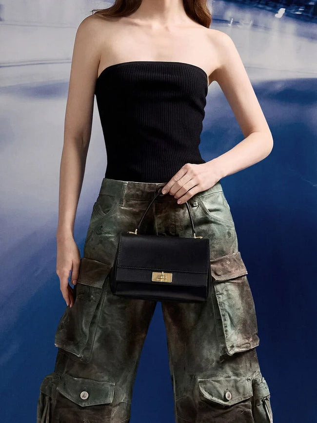 CHARLES & KEITH Lennie Chain-Strap Top Handle Bag_Black