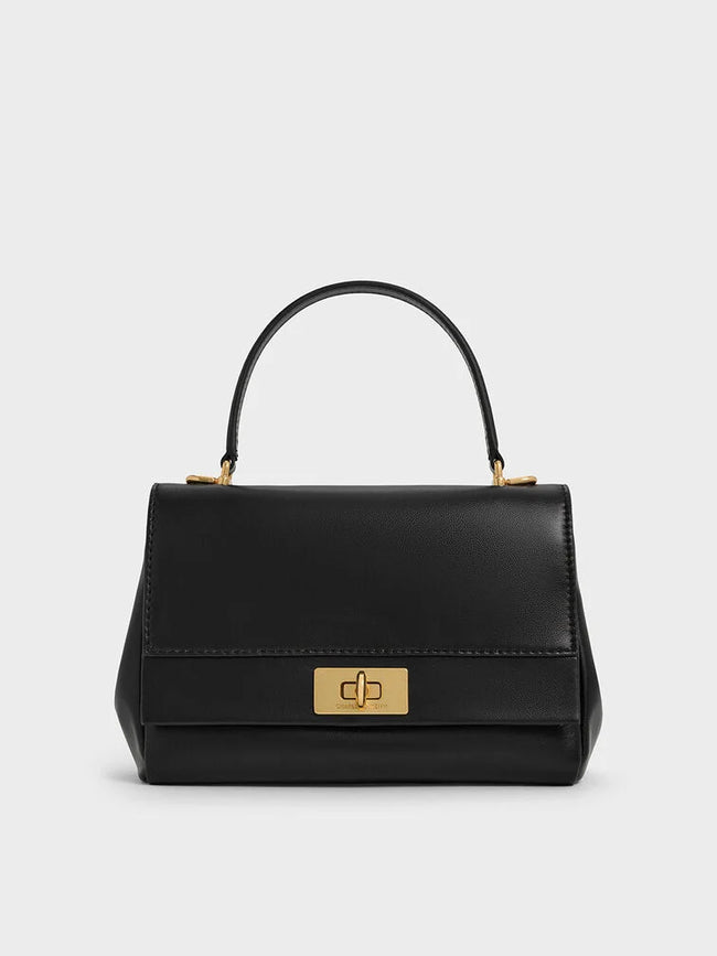 CHARLES & KEITH Lennie Chain-Strap Top Handle Bag_Black