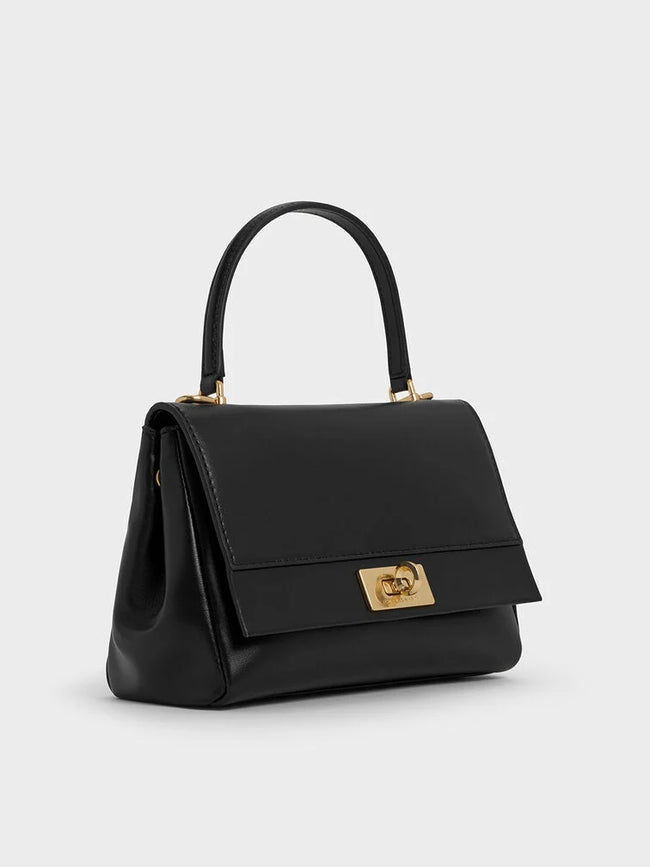 CHARLES & KEITH Lennie Chain-Strap Top Handle Bag_Black