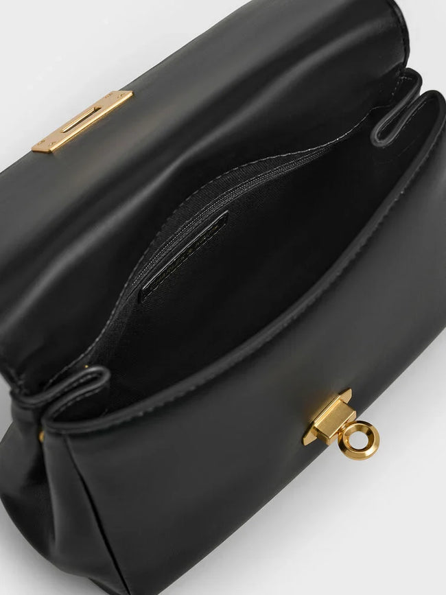 CHARLES & KEITH Lennie Chain-Strap Top Handle Bag_Black