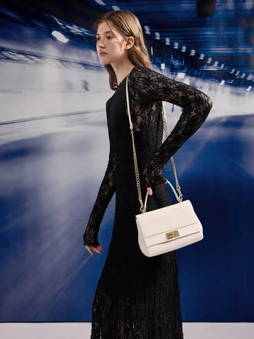 CHARLES & KEITH Lennie Chain-Strap Top Handle Bag_Cream
