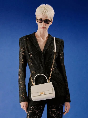 CHARLES & KEITH Lennie Chain-Strap Top Handle Bag_Cream