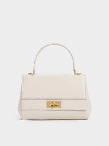CHARLES & KEITH Lennie Chain-Strap Top Handle Bag_Cream