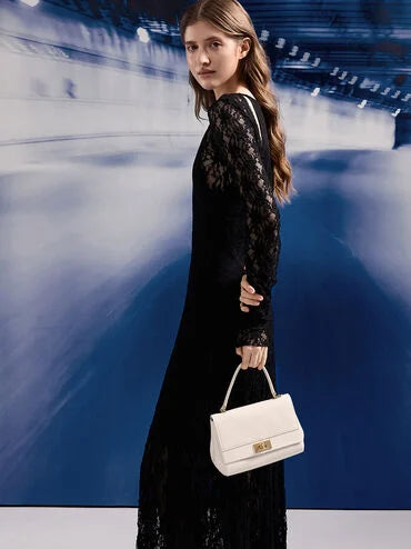 CHARLES & KEITH Lennie Chain-Strap Top Handle Bag_Cream