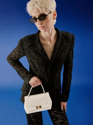 CHARLES & KEITH Lennie Chain-Strap Top Handle Bag_Cream