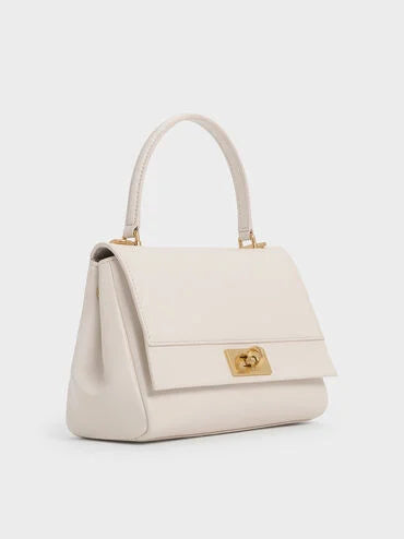 CHARLES & KEITH Lennie Chain-Strap Top Handle Bag_Cream