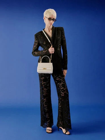 CHARLES & KEITH Lennie Chain-Strap Top Handle Bag_Cream