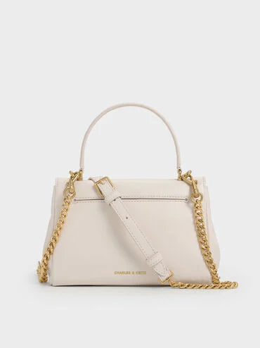 CHARLES & KEITH Lennie Chain-Strap Top Handle Bag_Cream